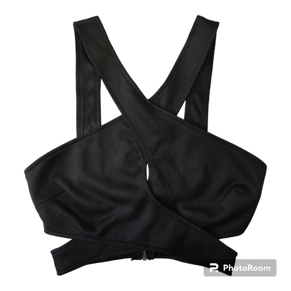 TOBI Black Cross Strap Cutout Crop Top Size XS